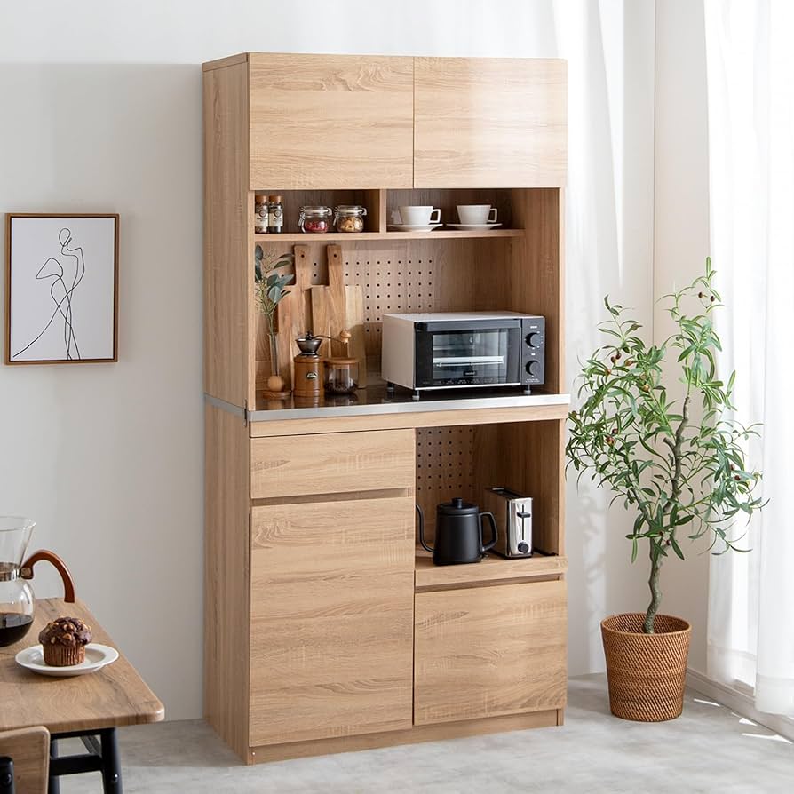 Amazon｜家具350 食器棚 カップボード レンジ台 レンジボード キッチン