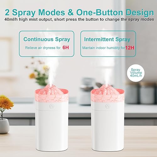 Miniatura 3 de Mini humidificador portátil, humidificador pequeño de 13.5 fl oz con 2 modos de pulverización grande, humidificadores de escritorio personal USB