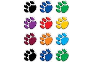 Bright Paw Print Cut-Outs for Class Projects and Crafts
