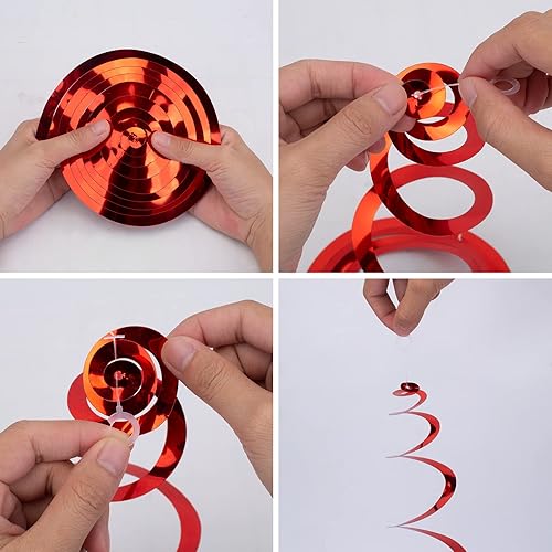 Miniatura 4 de 30 espirales colgantes blancos iridiscentes, decoraciones colgantes de espiral de papel de aluminio, vaporizadores de plástico para techo, remolinos
