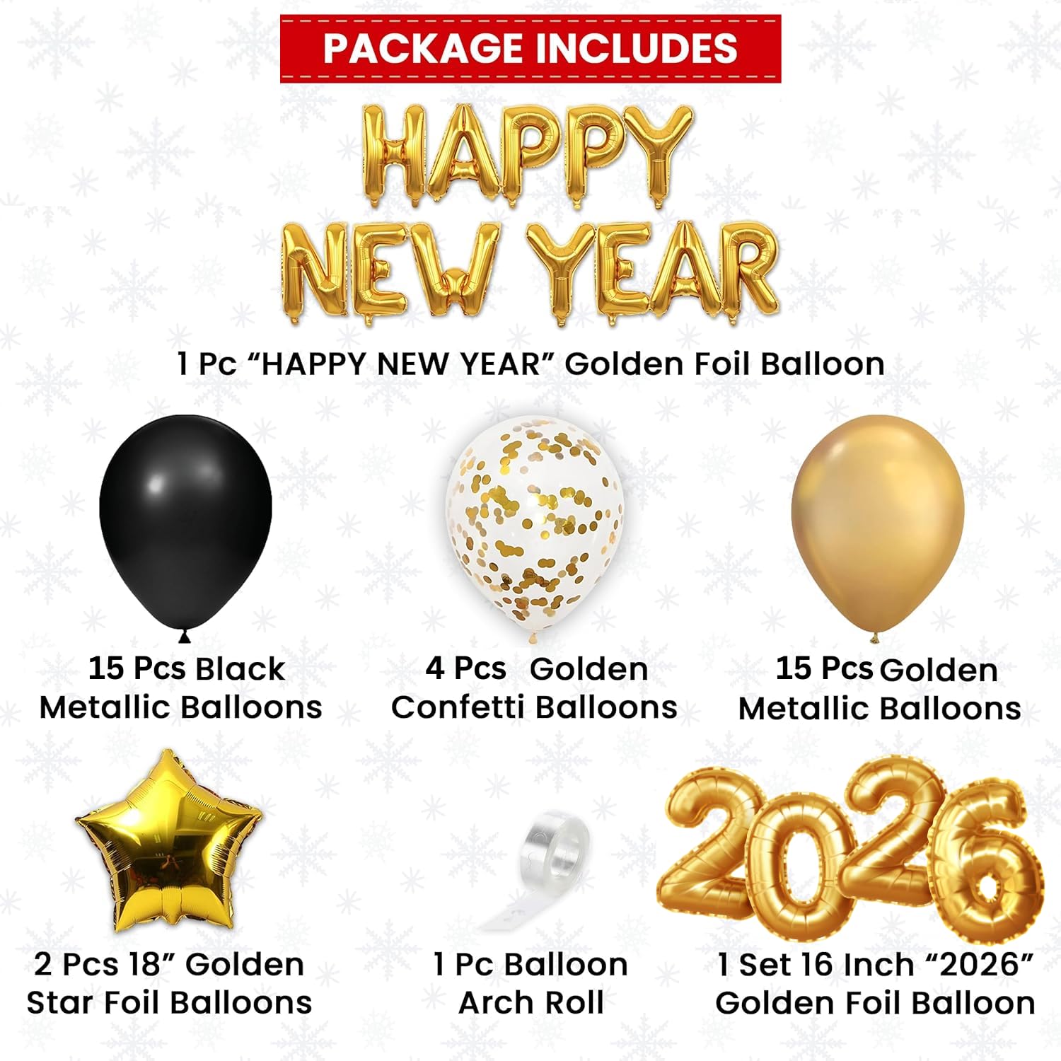 Silberoly 2026 Happy New Year Decoration Kit - 42 Pcs Decorations
