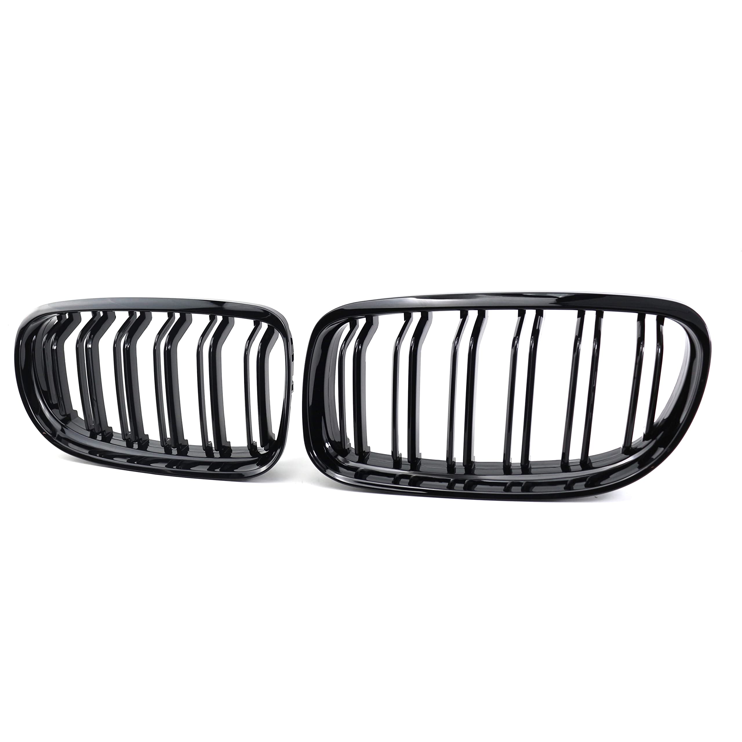 Kühlergrill Passend für BMW E90 E91 LCI Bj 2009-2011 Glanz Kühler Front Doppel Rippen Grill Glänzend Nieren Doppelsteg Schwarz
