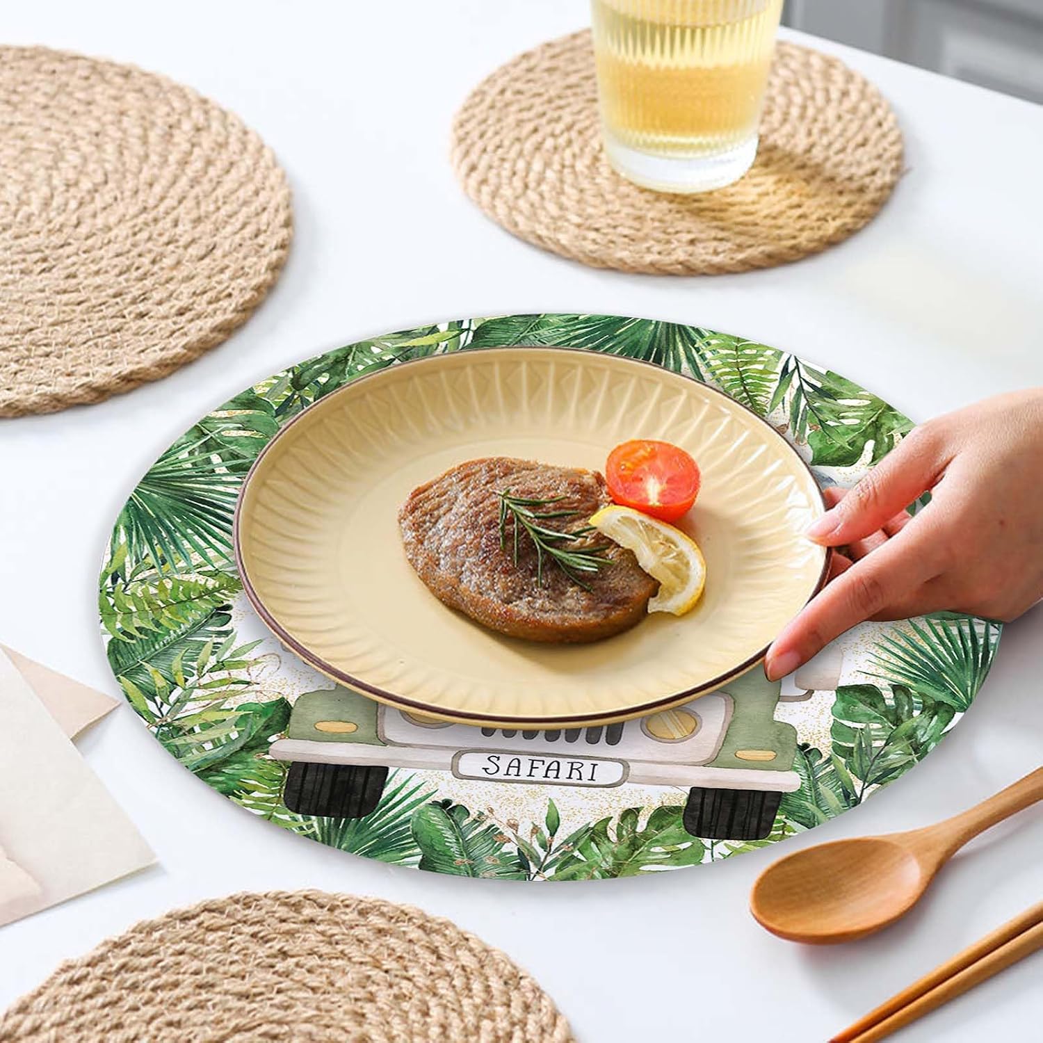 50 Pieces Paper Placemats for Safari Baby Shower, 13.7" Jungle Animals Disposable Table Place Mats for Wild One Birthday Party, Wild Animals Baby Shower Birthday Decorations