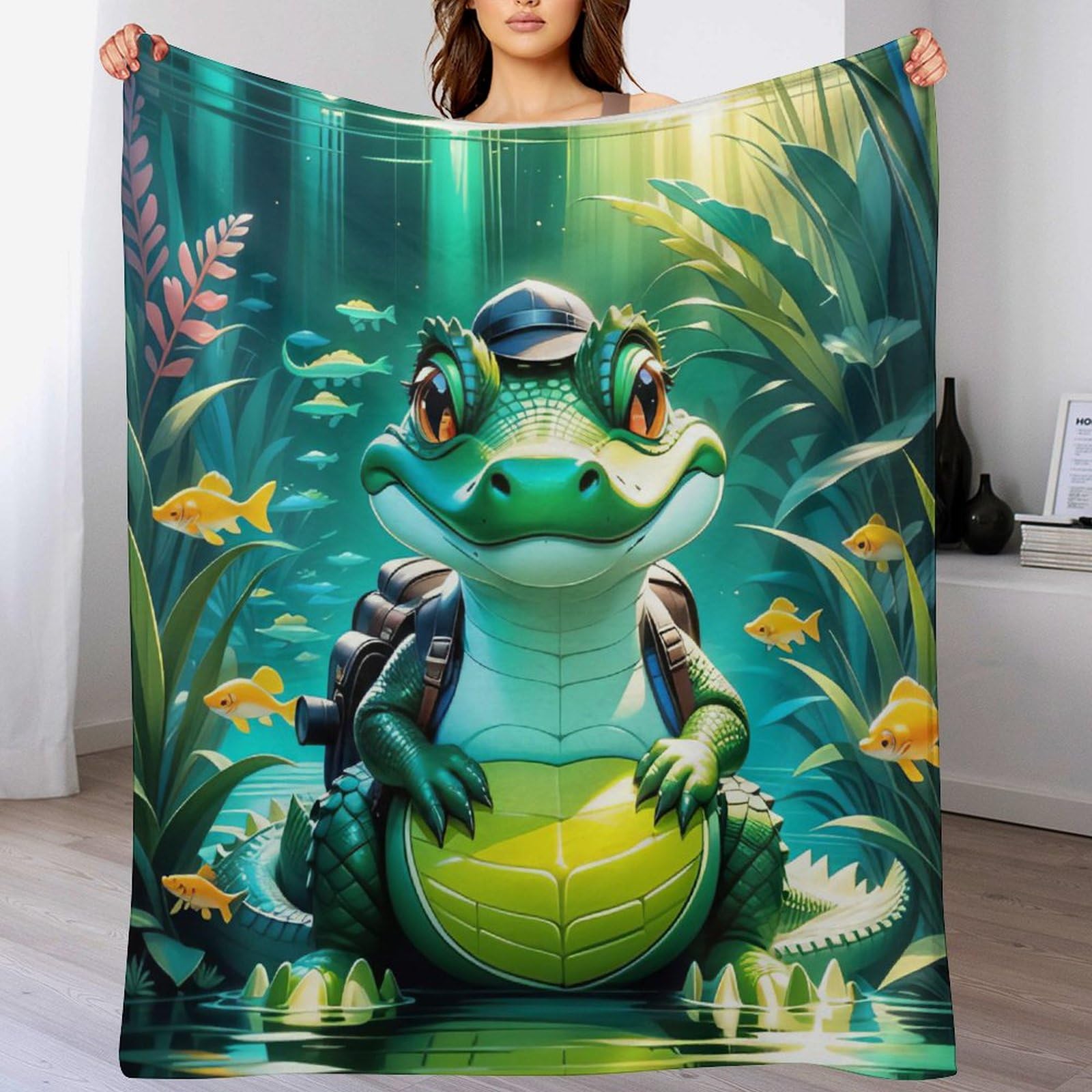 Couverture polaire animal crocodile pour des moments cocooning devant la télé