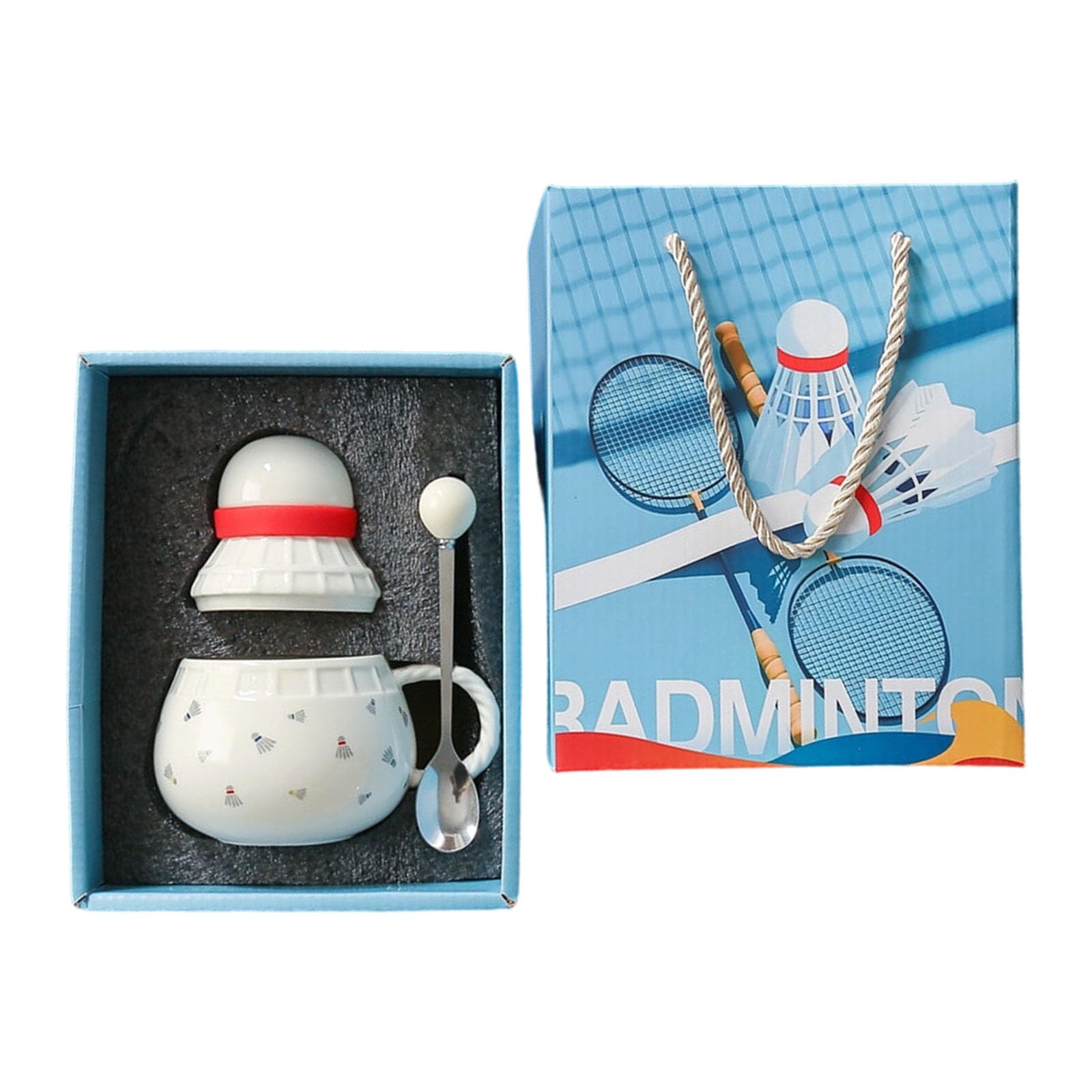 Elnwnnkc Artistic Badminton Shaped Ceramic Drinkware 370ml Elegant Presentation for Gifting Ceramic Mug