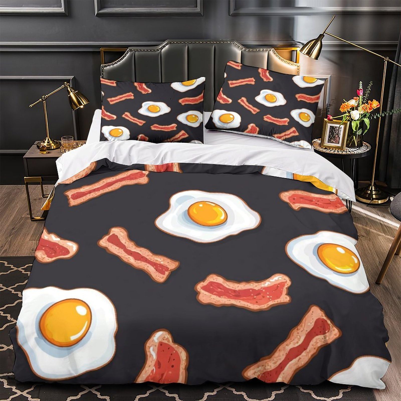 Housse de couette œufs au plat hypoallergique, le lit douillet pour la peau sensible