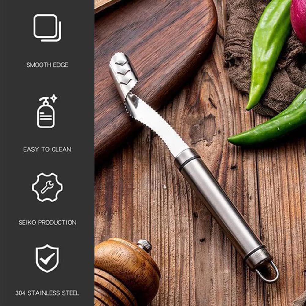 Stainless Steel Chili & Pepper Corer | Serrated Seed & Core Remover | Multi-Functional Kitchen Gadget for Peppers, Vegetables & Fruits(1pcs)