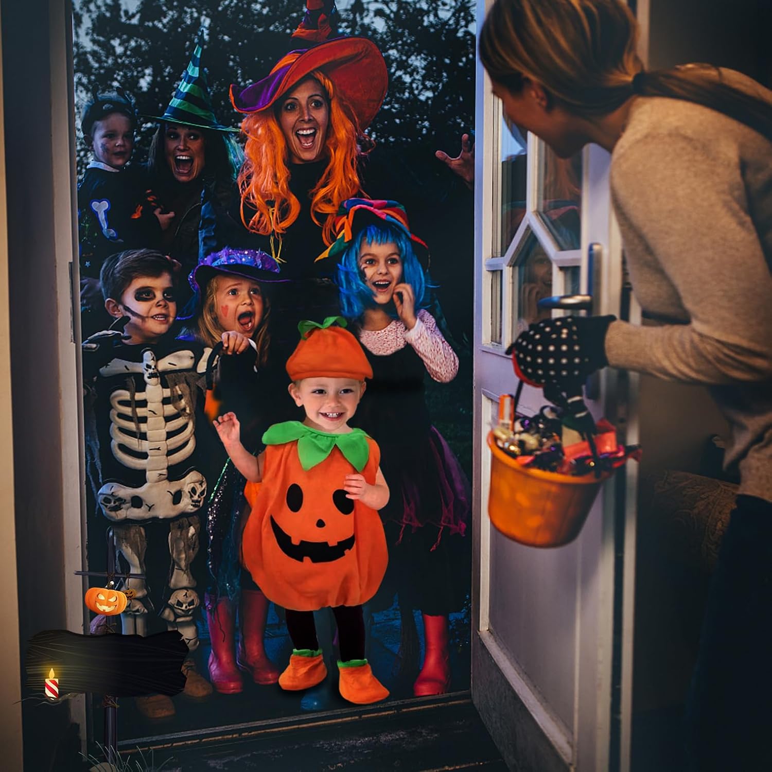 Miniatura 5 de EVNEED Disfraz de calabaza de Halloween, lindo disfraz de calabaza de Halloween para niños y niñas, ropa de fiesta de disfraces de calabaza