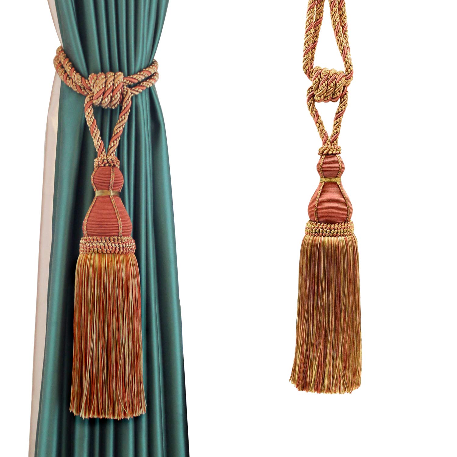 Tassel Curtain Tiebacks， Tassel Curtain Tiebacks Braided Rope For Home Office Decor Multicolor 1/2 pcs(Oranje,1pcs)
