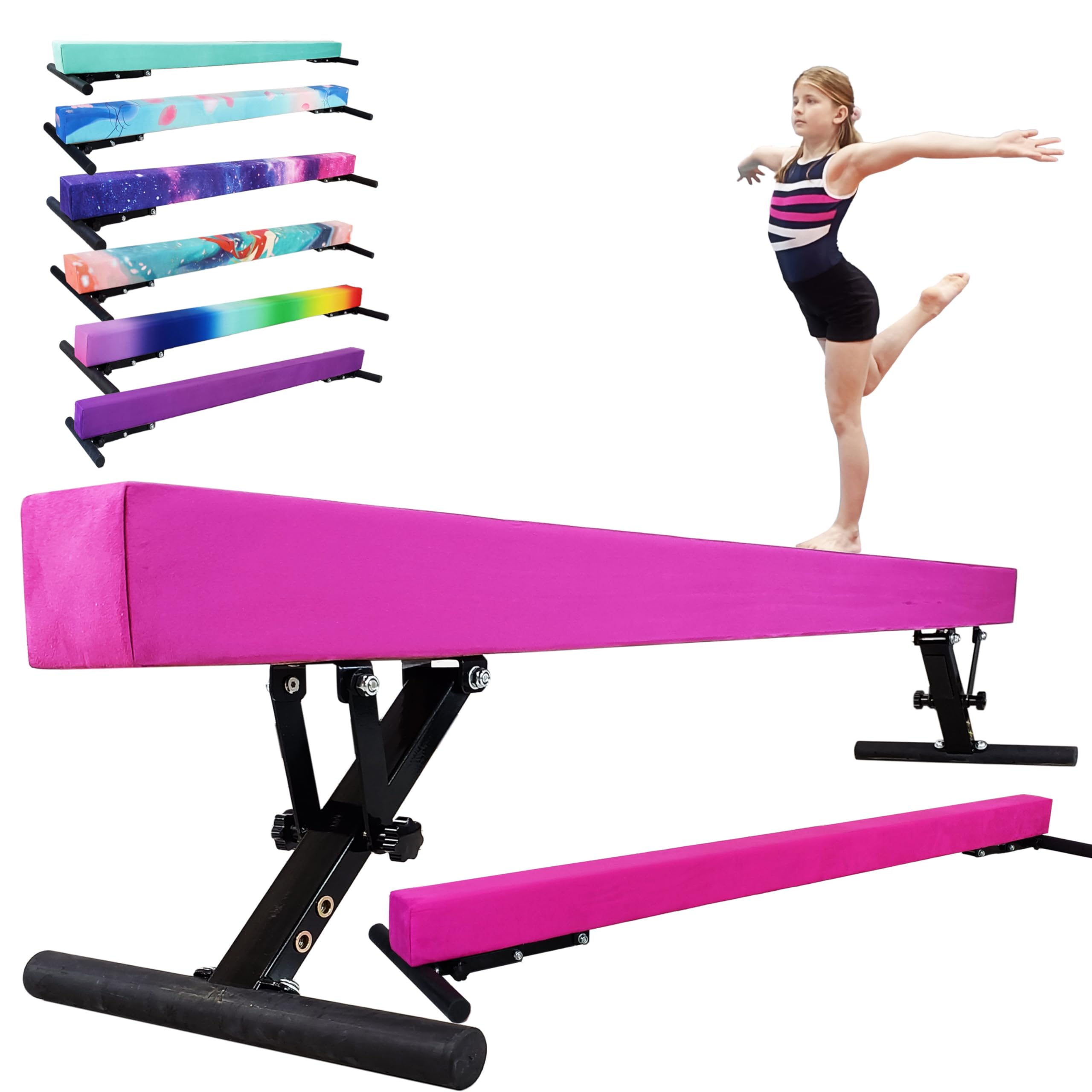 Adjustable balane Beam for Kids - 8FT Gymnastics Beam - high and Low Floor Beam for All Gymnastic Levels-Professional Gymnastic Equipment for Home and Gym Center
