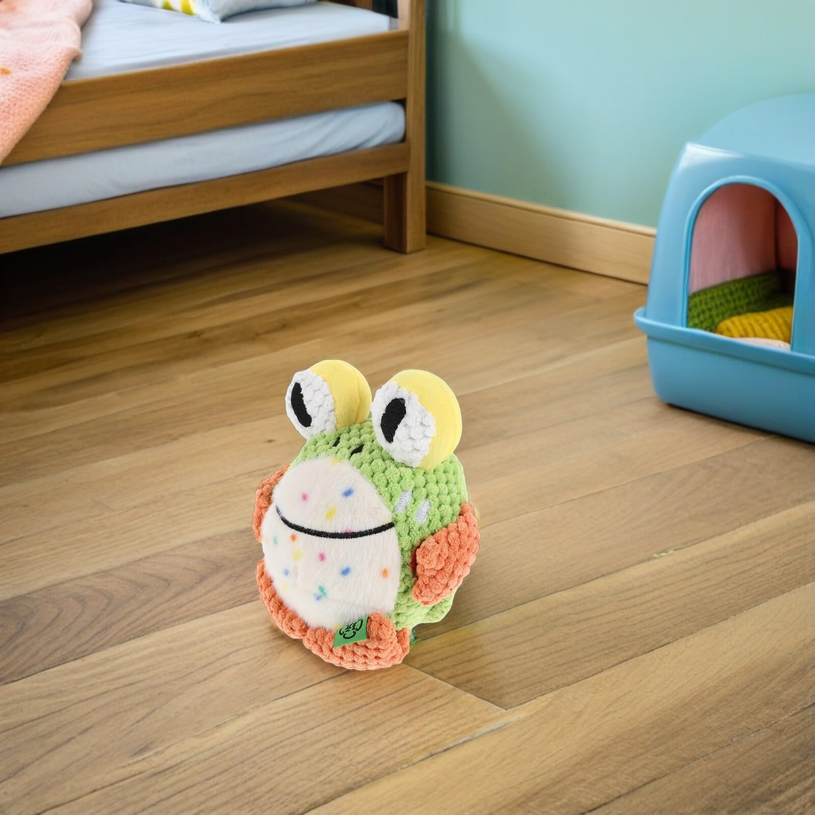 Elektrisches Interaktives Frosch-hundespielzeug zum Kauen für Welpen Robust und Bissfest Springend mit USB-antrieb als Zahnungshilfe und Beschäftigungsspielzeug für Kleine bis