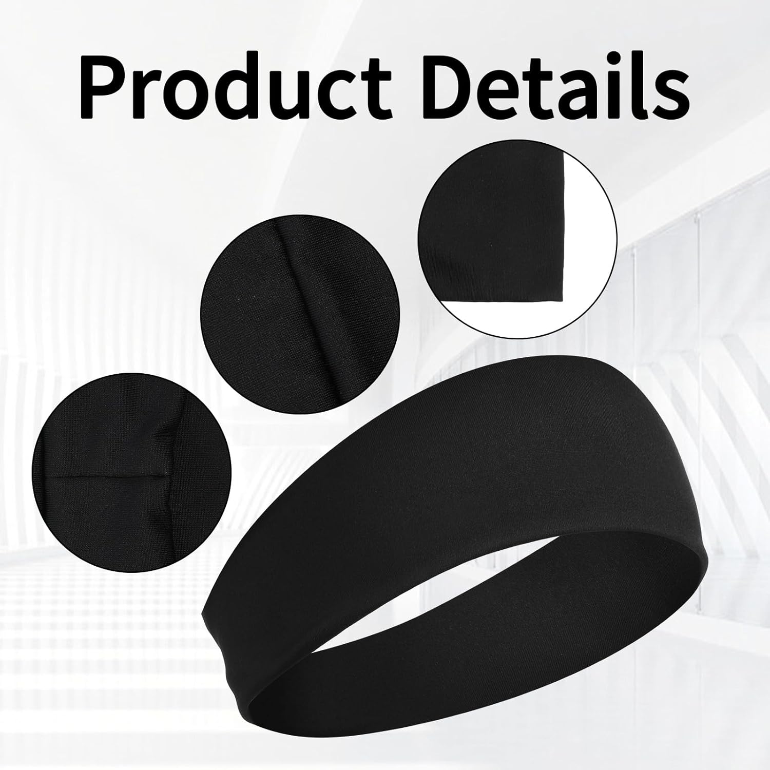 6 PCS Black Sports Headband for Women Men, Soft Stretchy Basketball Headbands, Sweat Non Slip Running Workout Headbands for Football Cycling Yoga Baseball - Image 3