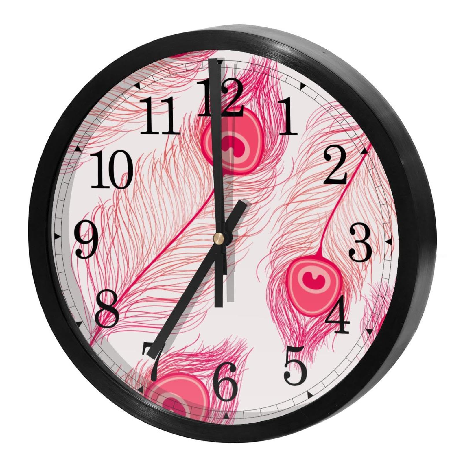 Horloge murale sans tic-tac ronde anti-bruit rose pour l'école