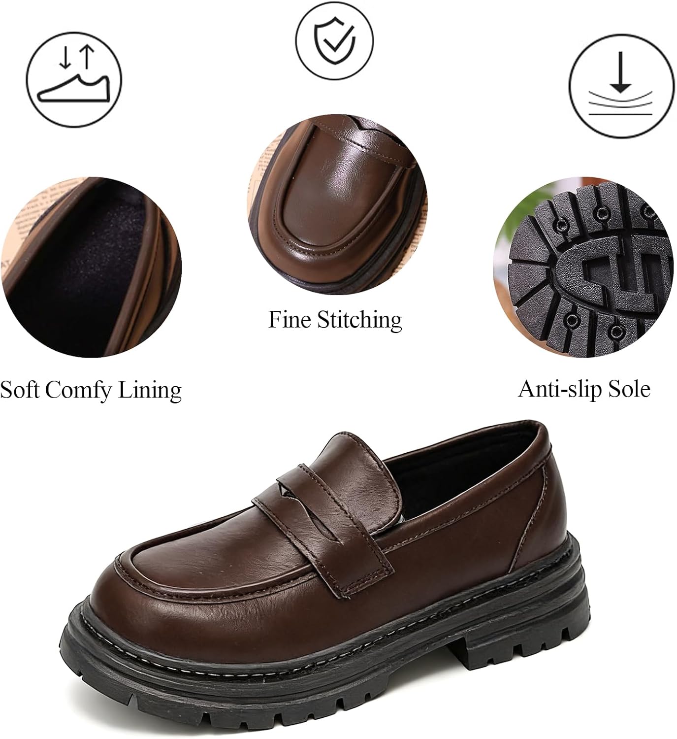 Loafers for Women Platform Comfort Slip On Round Toe Chunky Heel Penny Loafers Business Work Office Daily Casual Dressy
