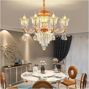 Chandelier Luxury Crystal LED Candle Pendant Lamp Nordic Fixtures for Home Living Dining Room Bedroom,Modern Lighting 18 Lights