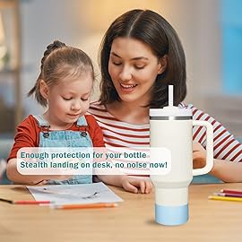 2 Pcs Tumbler Bottom Protector Boot for Stanley Quencher Adventure 40oz & Stanley IceFlow 20oz 30oz and Compatible with Hydro Flask Water Bottle 12oz 21oz 24oz Stealth Landing Pink/Blue