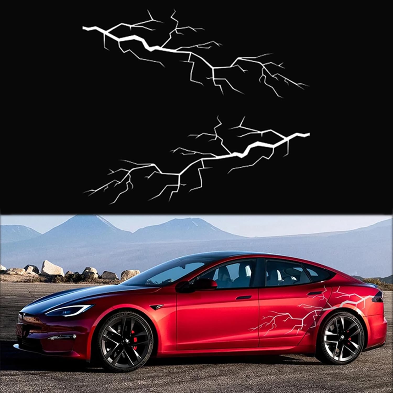 2 Pcs Wall Crack Pattern Car Sticker Crackle Graphic Decal Burst Auto Stickers Large Car Body Side Stickers Self-Adhesive Universal Fit(Black)