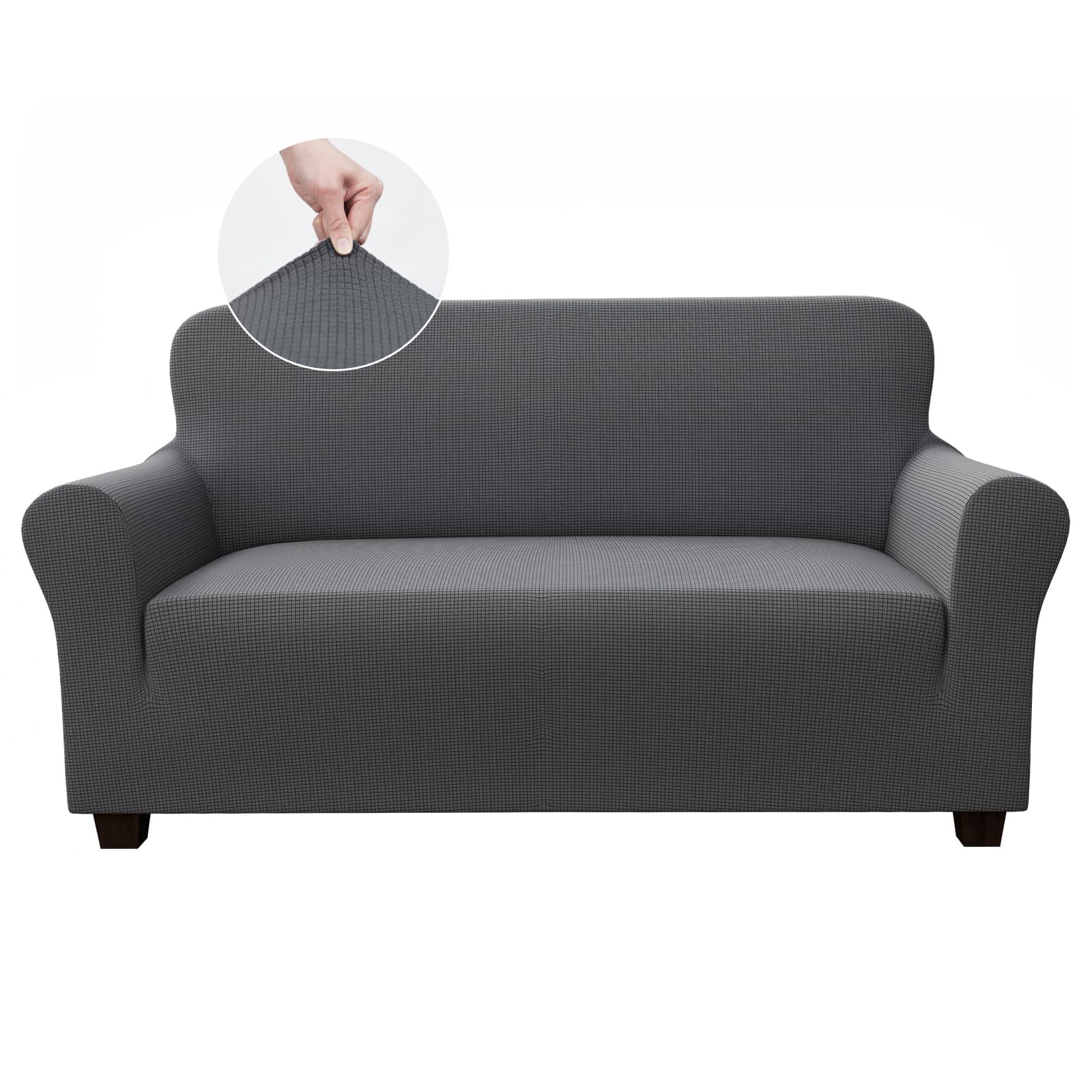 Kmhesvi High Stretch Sofa Covers 2 Seater Couch Covers for Dogs Pets Cats Spandex Non Slip Sofa Slipcover Furniture Protector for Living Room (2 Seater, Gray)