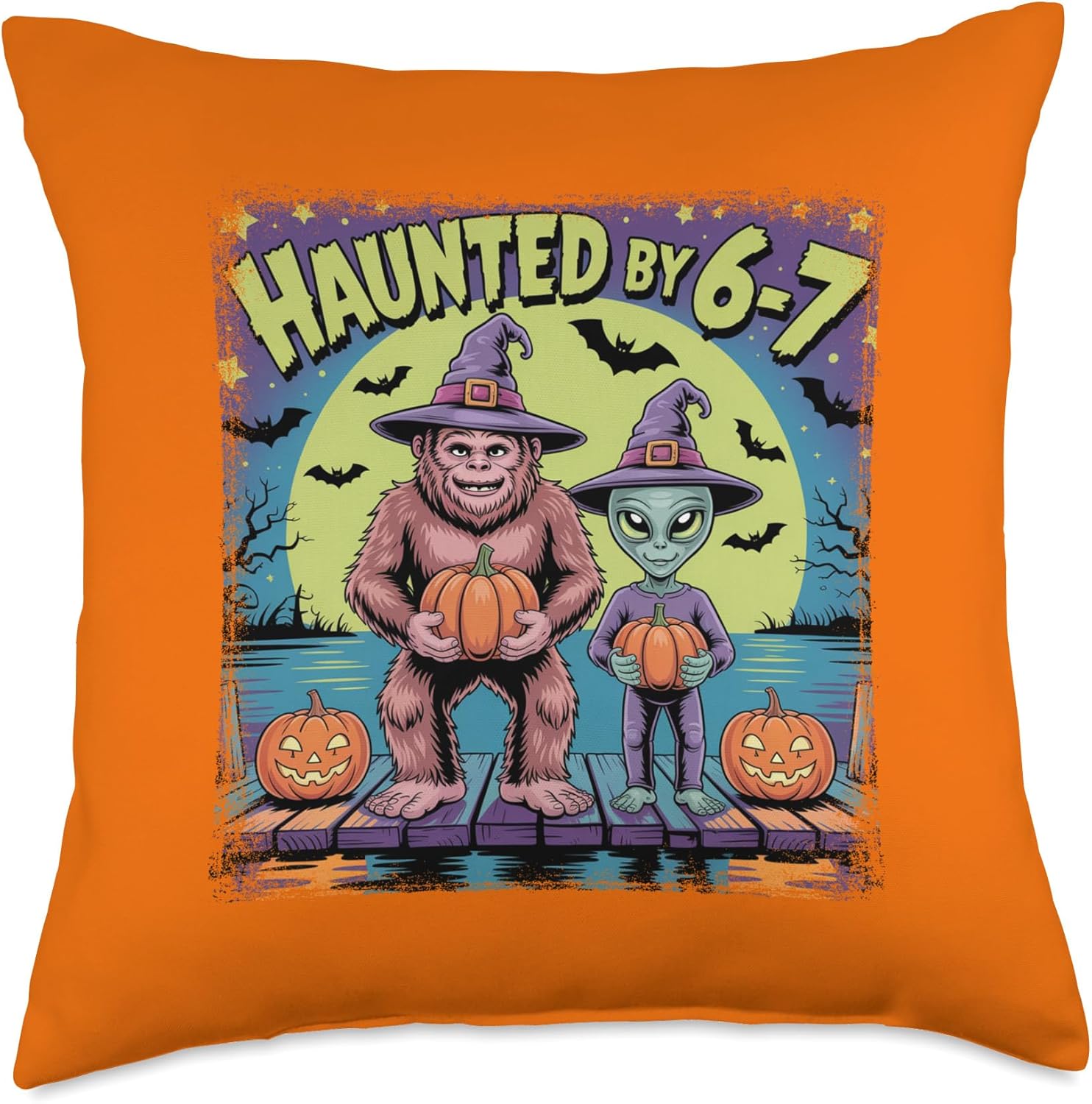 Haunted by 6 7 Throw Pillow