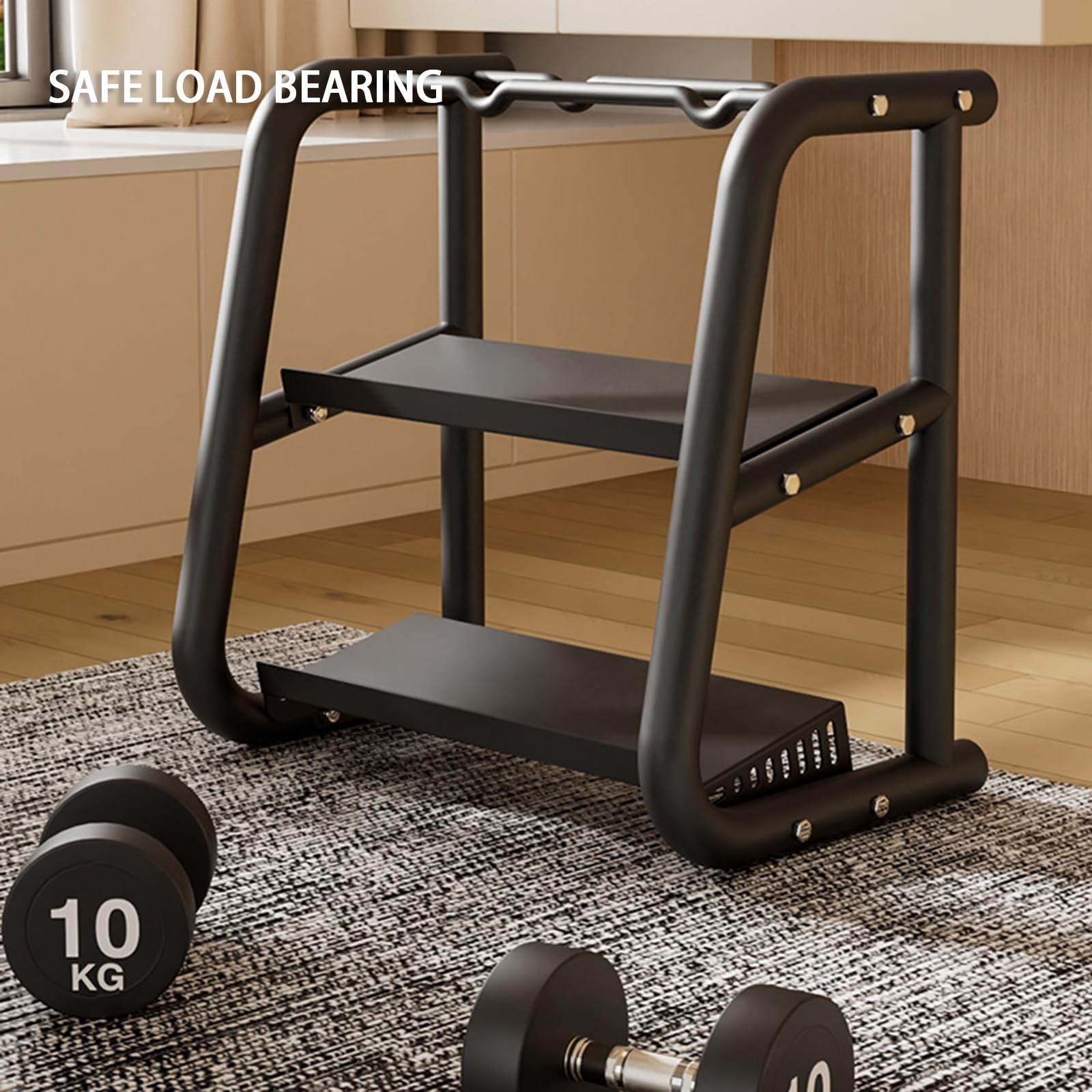 Stojak na hantle do domowej siłowni - 3-poziomowy metalowy stojak do przechowywania ciężarów do sprzętu Kettlebell