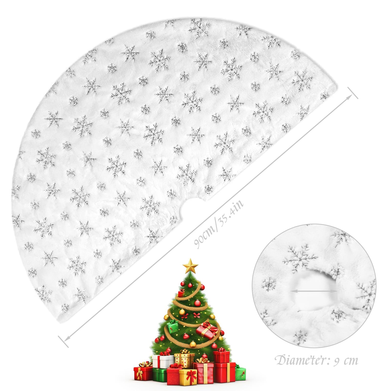 Gonna Albero di Natale, Copri Base Albero Natale Bianco