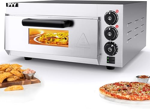 Horno eléctrico de pizza para encimera PYY de acero inoxidable comercial con piedra para hornear y temporizador