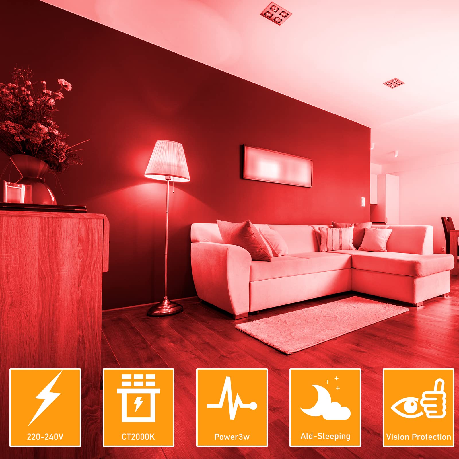 Bonlux 4 x 3 W E14 czerwona żarówka LED, E14, czerwona, dekoracyjna żarówka LED, 25 W, zamiennik czerwonej żarówki, nadaje się do oświetlenia otoczenia, na Halloween, Boże Narodzenie