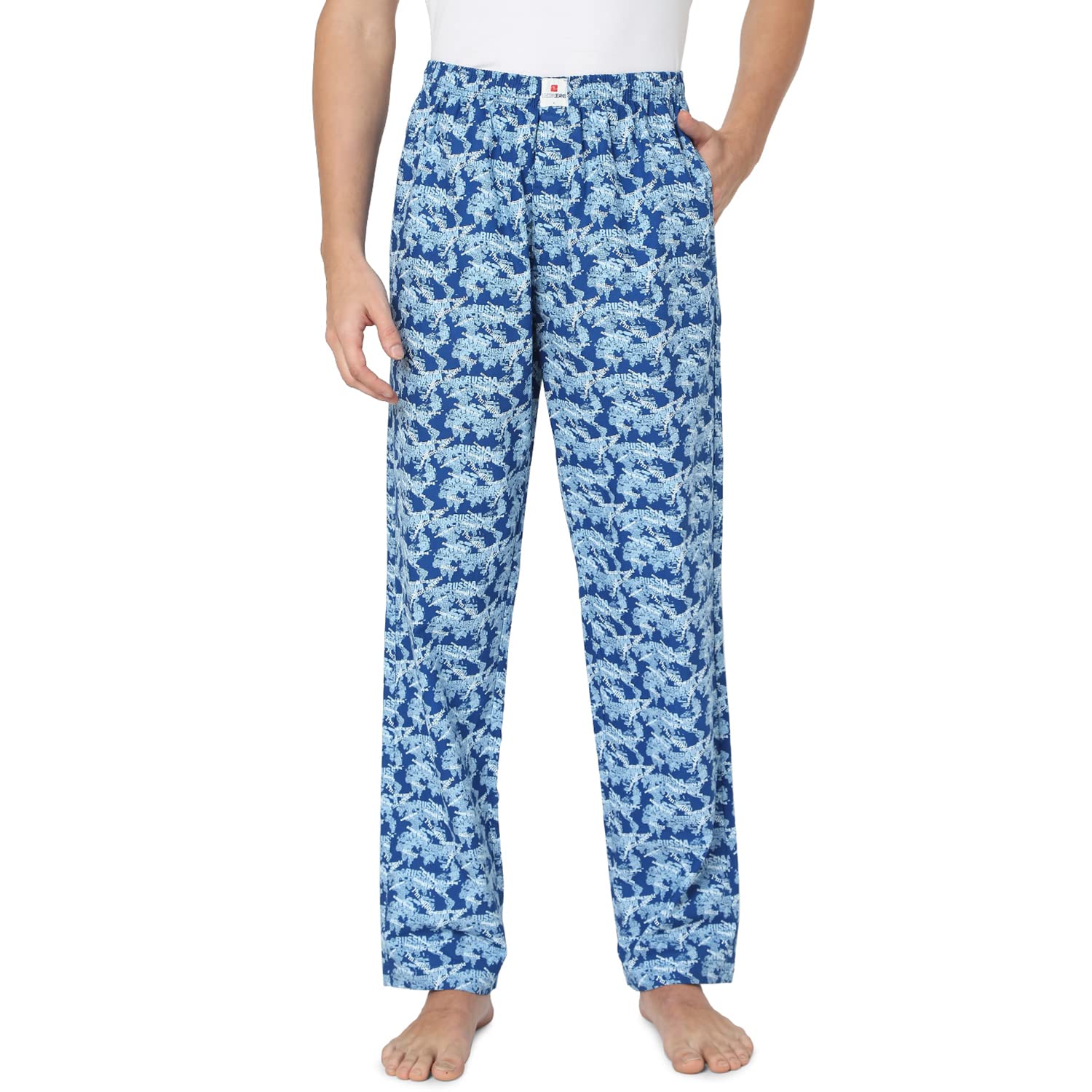 underjeans Men Cotton Woven Blue Pyjama Regular Fit (UJ-MPYJ-PPJ001 White_M)-picture-30