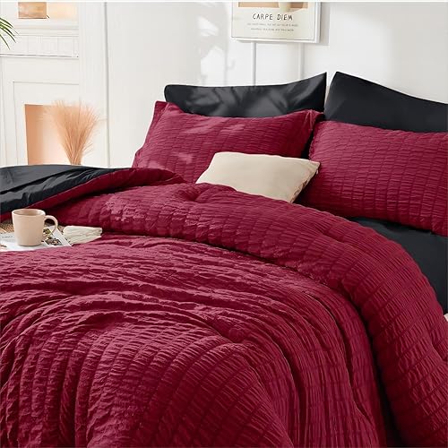 Miniatura 2 de HYMOKEGE Juego de funda de edredón de sirsaca de 3 piezas con cierre de cremallera y lazos en las esquinas, incluye 1 funda de edredón (90 x 90