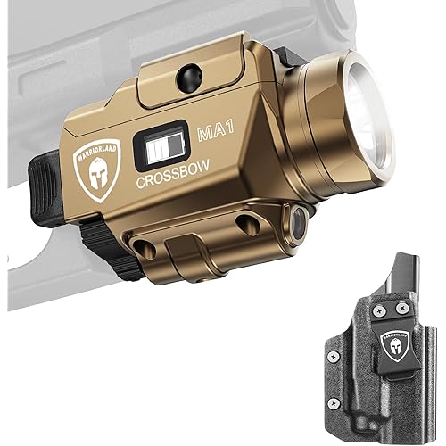 WARRIORLAND P320 M18 Kydex Holster with MA1 Light, Fits Sig P320 Compact/ M18/M17/ Full-Size, 800 Lumen Rail Mounted Green Laser LED Tactical Weapon Light w/Power Indicator, Right-Hand Holster