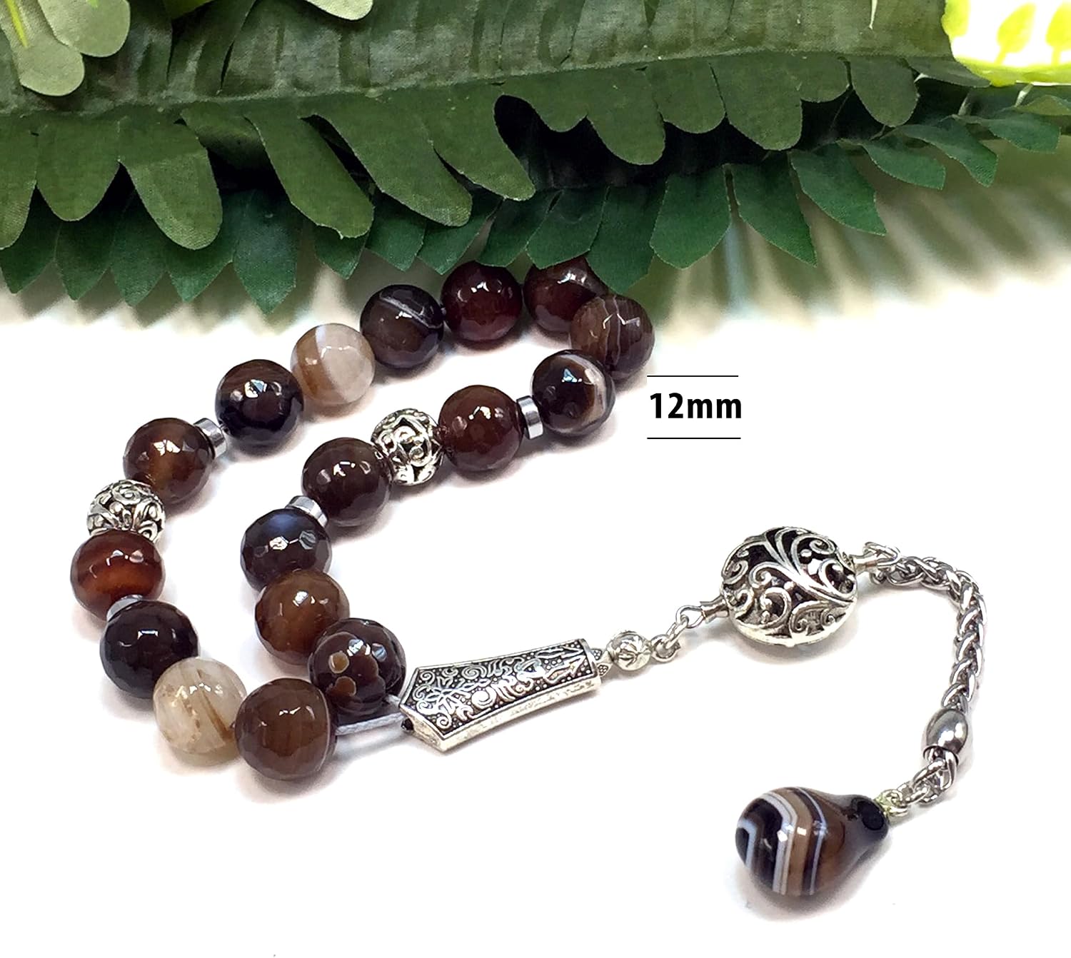 Relaxing Stress Relief Big Prayer Beads, Worry Beads, EFE Tesbih, Maskot Tesbih, Tasbih, Rosary (12mm-17 Brown Agate Stone Beads)