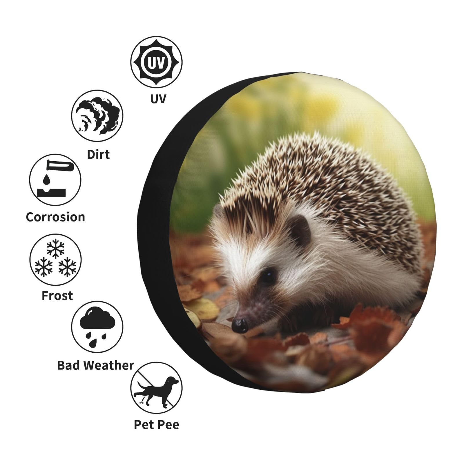 LOJAOGON Hedgehog Spare Tire Cover - Universal 14 Inch Waterproof Dust-Proof Wheel Protector For Trailers, RVs, Trucks