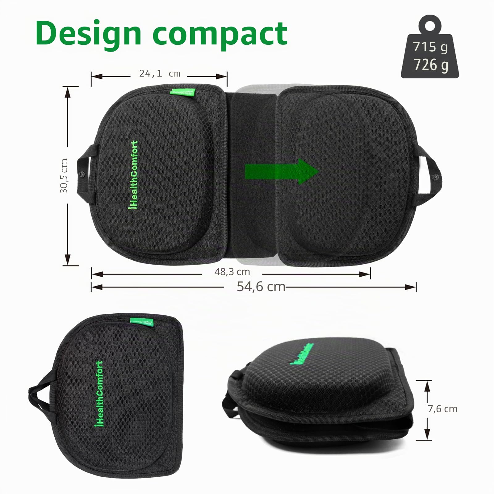 Petit Coussin de siège de Voyage, Coussin de siège en Mousse à mémoire de Forme, Coussin de Soutien pour Les Fesses, Portable et Pliable pour de Longues Heures Assis sur Le siège de
