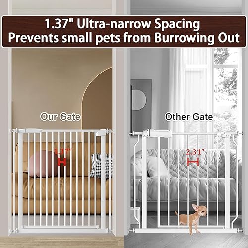 Miniatura 2 de DEARBB Puerta extra ancha para bebé, espacio ultra estrecho de 30.11 a 77.36 pulgadas, montado a presión, doble cerradura, cierre automático, puerta