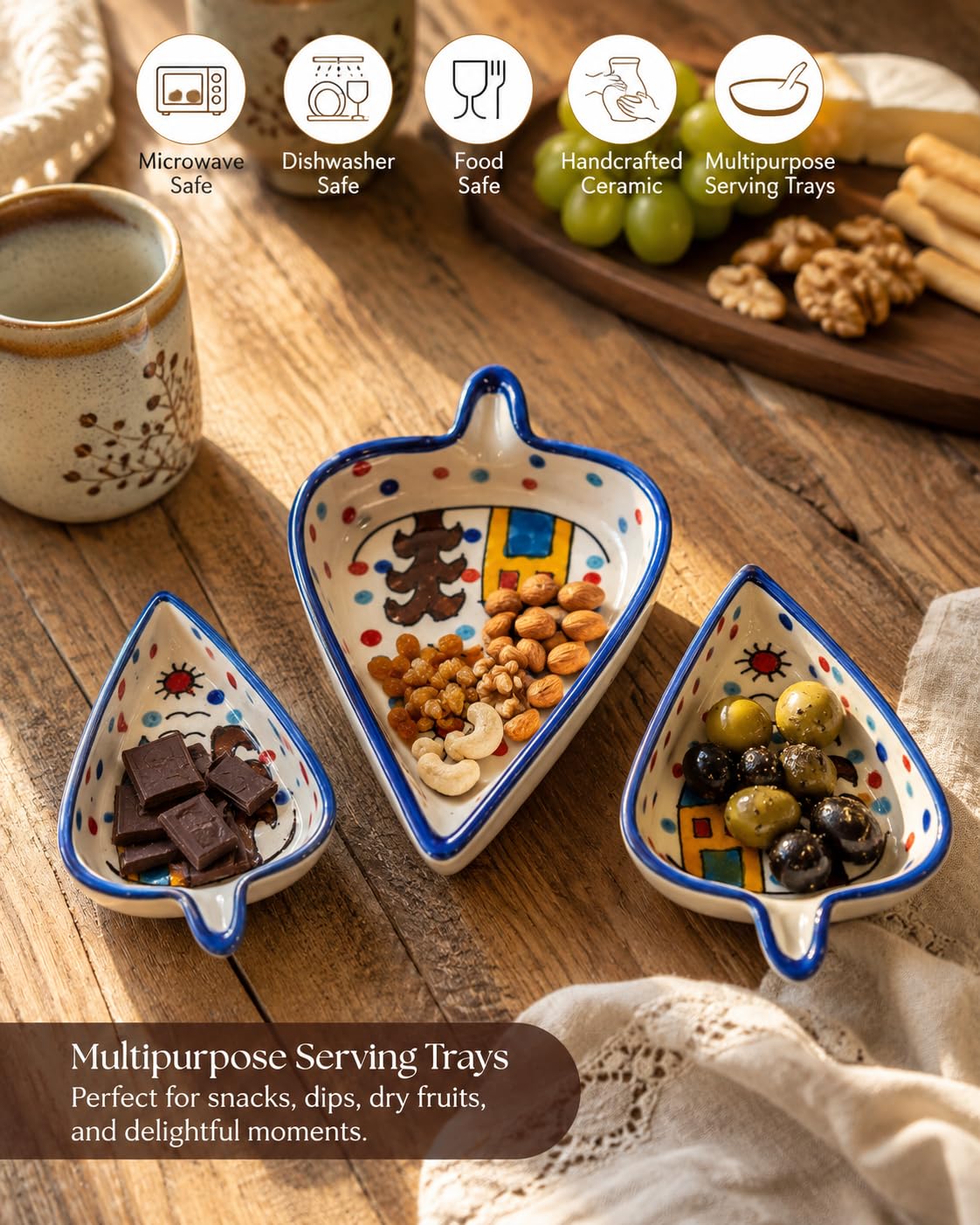 BACKKSPACE RETAIL Handcrafted Ceramic Serving Tray Set of 3 | Hut