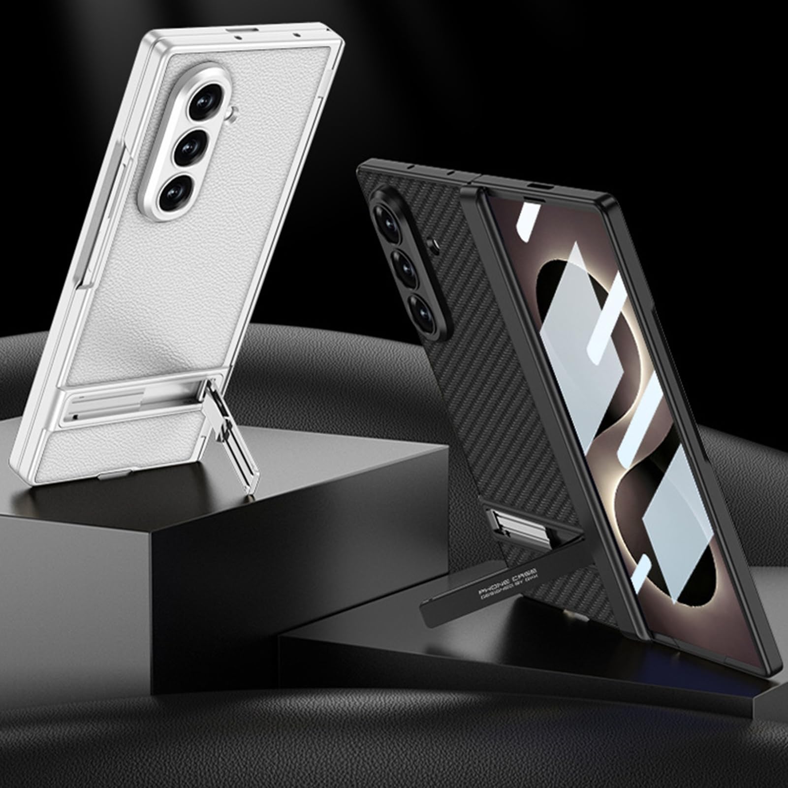 Per Samsung Galaxy Z Fold 8 Ultra Custodia Business, Stand, Cerniera | Cover vegana sottile con mini stand. Antigraffio, protezione cerniera, fotocamera e schermo(Silver)