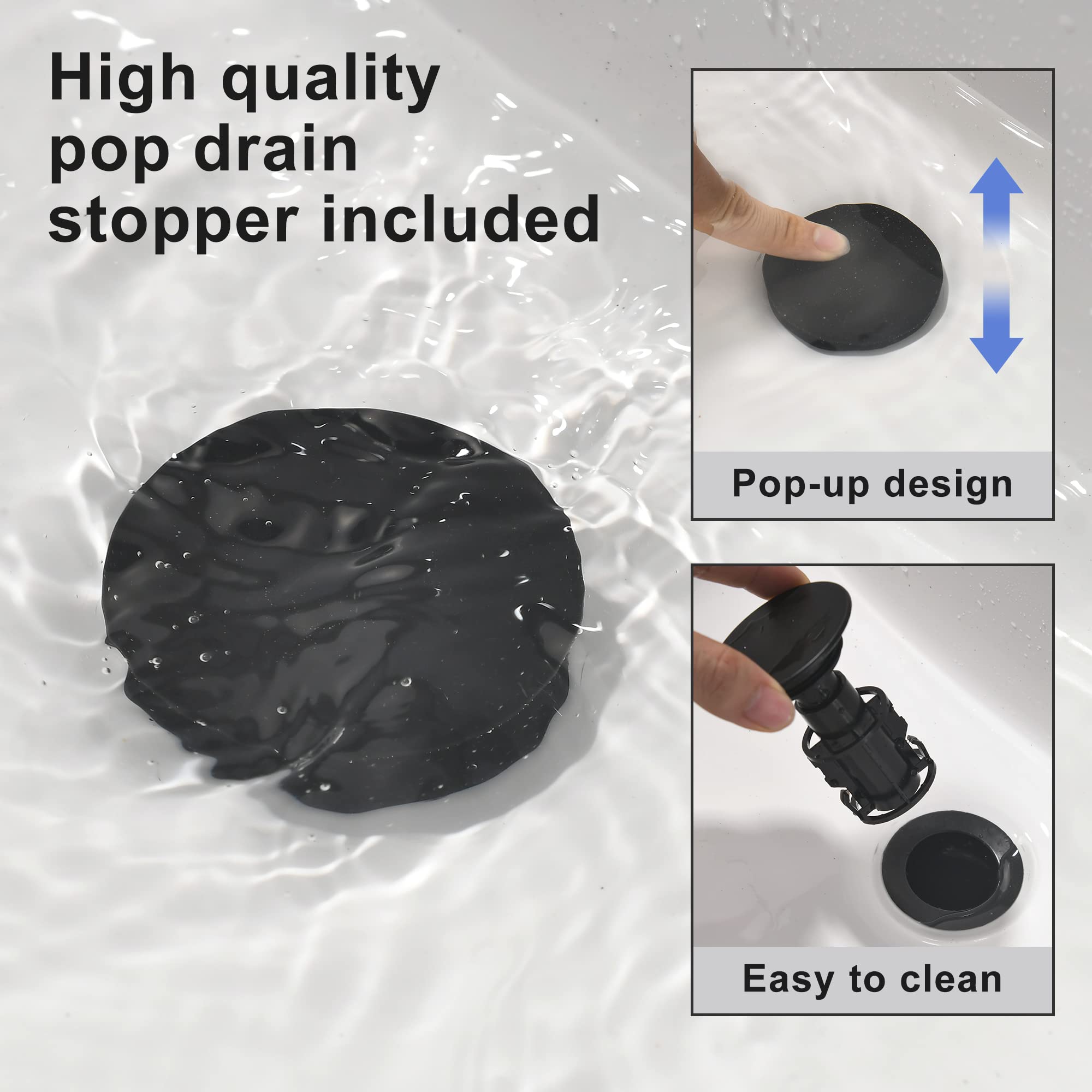 Two Handle Widespread Bathroom Sink Faucet - 3 Hole Vanity Faucet with Pop-Up Drain cUPC Faucet Supply Lines — view 5