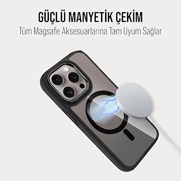 Babilden iPhone 14 Pro Max İçin Kılıf MagSafe ile Uyumlu Askeri Sınıfta Koruma Sararma Önleyici Çizilmeye Dirençli Sırt Manyetik Telefon Kılıfı (Siyah)