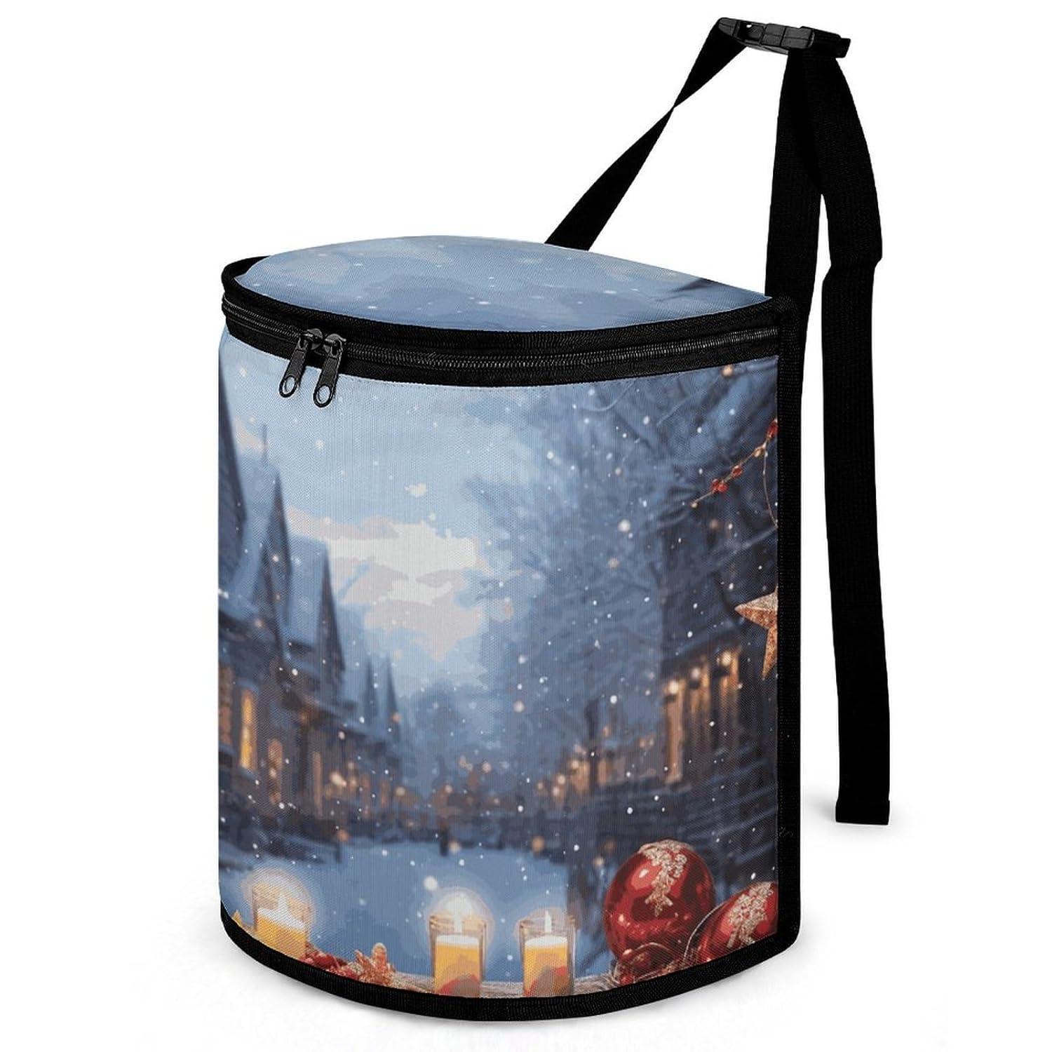 Hanging Car Trash Bag Christmas Atmosphere Printed Car Garbage Storage Bag Leakproof Car Trash Can Portable Garbage Storage Bags