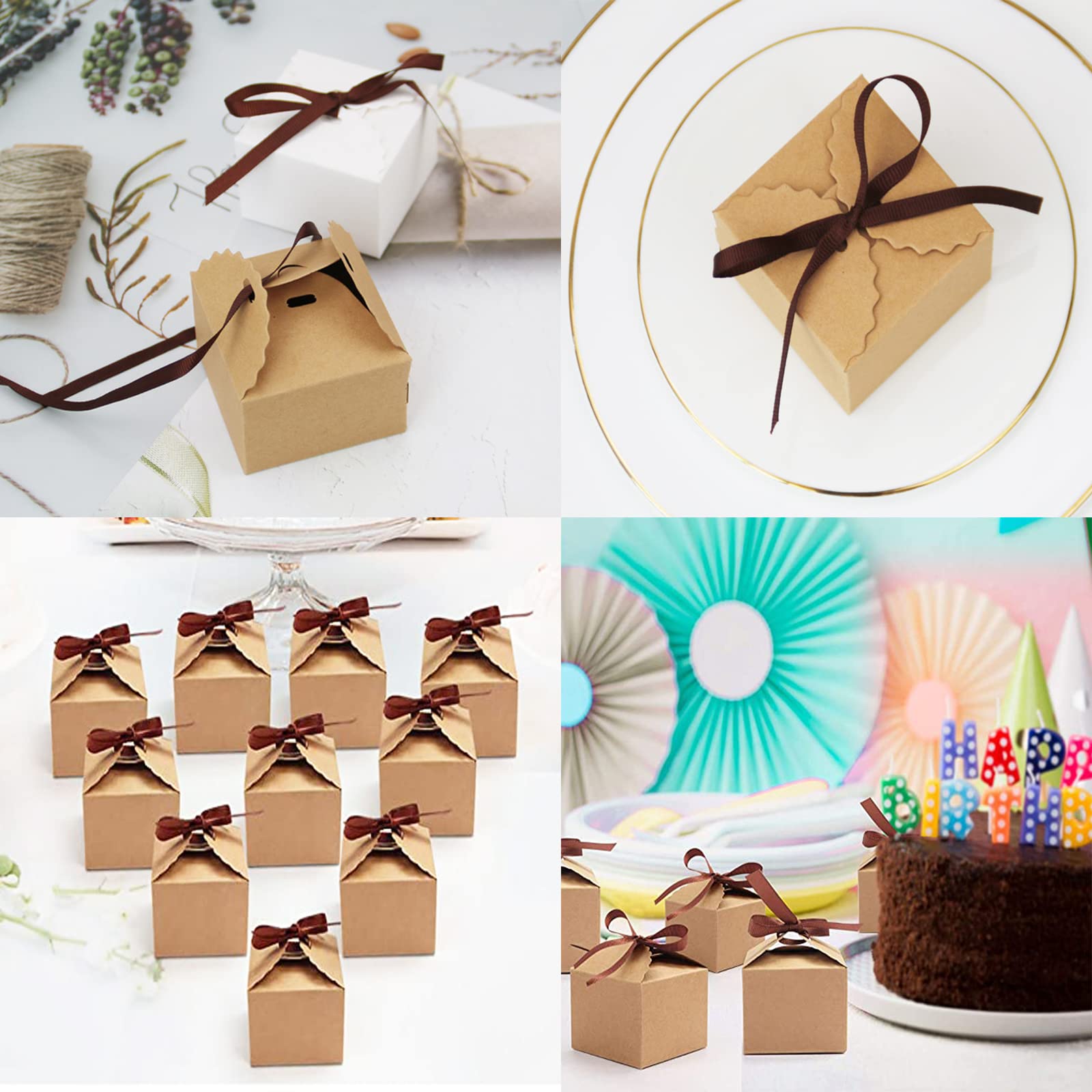 Scatole Regalo Kraft 30 Pezzi - 6.5x6.5x4.5cm, Con Nastro Marrone, Per Confezioni Regalo Creative - Foto 5