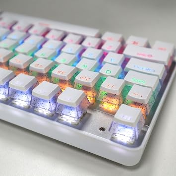 Catekro PBT Keycaps 104 Set for Gaming Mechanical Keyboard, Shine Through Pudding Keycaps Double Shot OEM Profile White