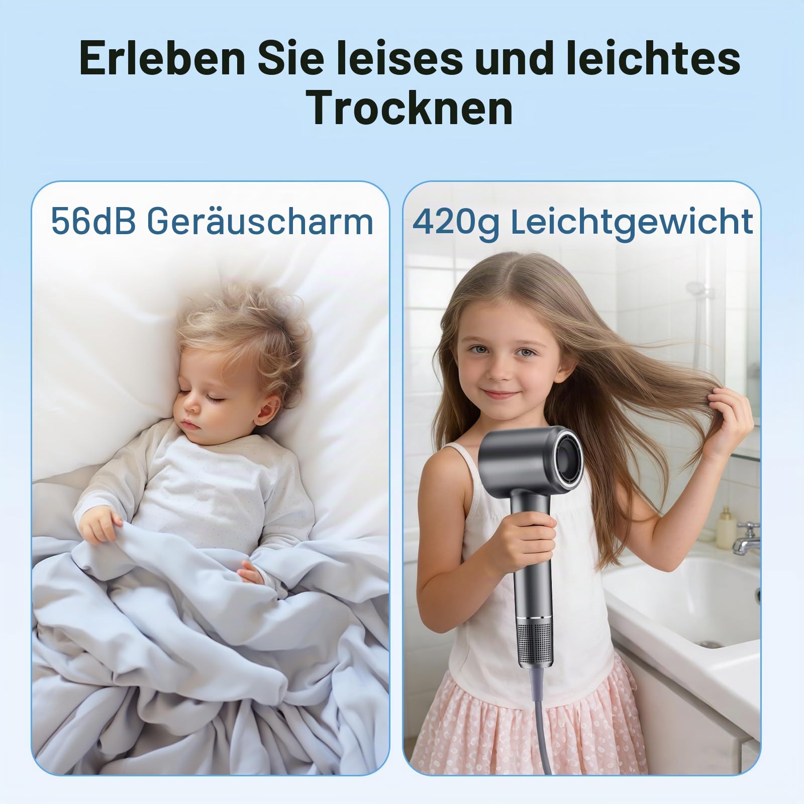 Macchiatto Haartrockner,500 Million Negativ Ionen Fön mit Magnetischen Diffusor,160.000 U/min Bürstenloser Motor Schnelles Trocknen Föhn, 57dB Geräuscharm Thermocontrol Haarföhn für Zuhause, Reisen