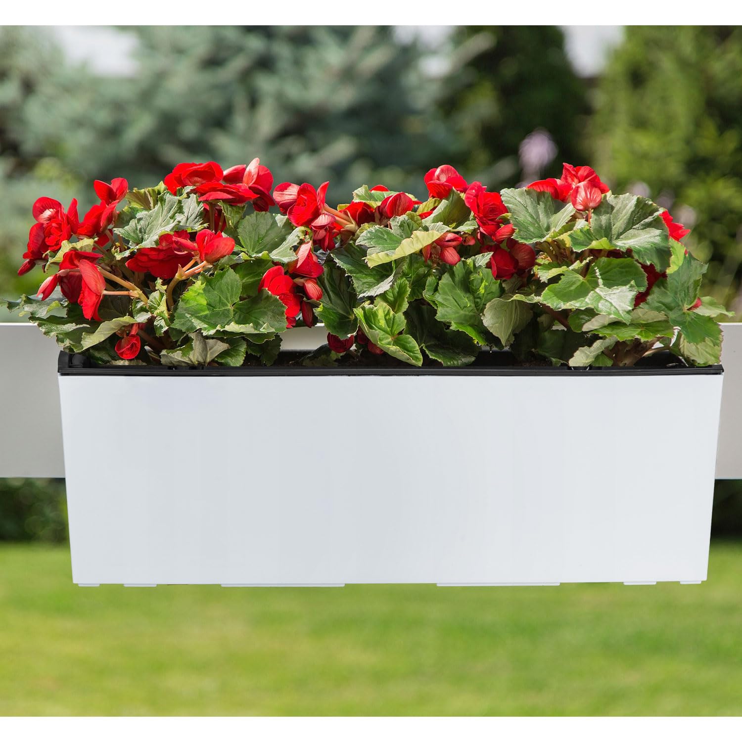 IMJ-Global Set di 3 Vasi per Fiori Piante Rettangolari Urbi Case W In Plastica 58x18x19,5cm Da Interno Esterno Bianchi 18 Litri Design Moderni