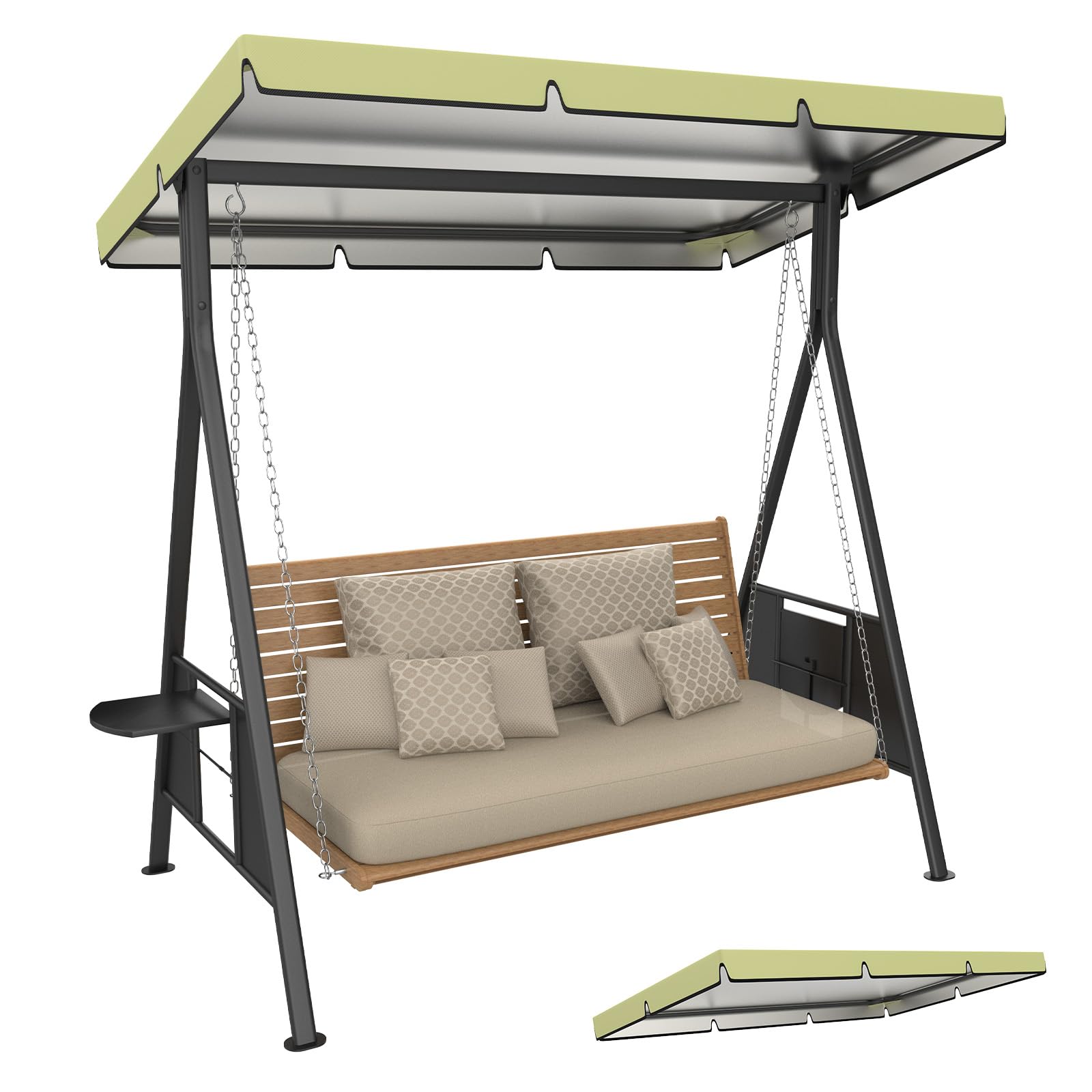 M METERXITY 1-Pack Swing Replacement Canopy, 6.1x4.2x0.5 Inch 600D Thicken Oxford patio swings with canopy Waterproof Fabric for Outdoor Garden/Yard/Park/Porch/Patio [Beige]