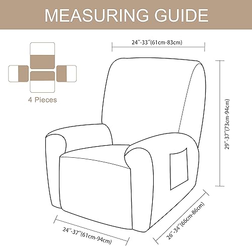 Miniatura 5 de U-NICE HOME Fundas para silla reclinable, 4 piezas, fundas para silla jacquard elásticas (reclinable, chocolate)