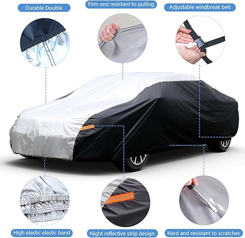 Miniatura 3 de Funda impermeable para automóvil para todo tipo de clima, fundas de automóvil para exteriores con puerta con cremallera, protección contra el viento