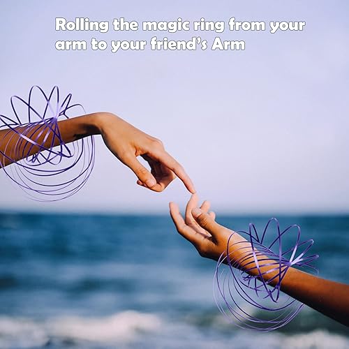 Miniatura 9 de Paquete de 6 anillos de flujo mágicos para brazos, anillos de flujo de brazo de primavera, anillo de escultura, juguete mágico de colores, primavera