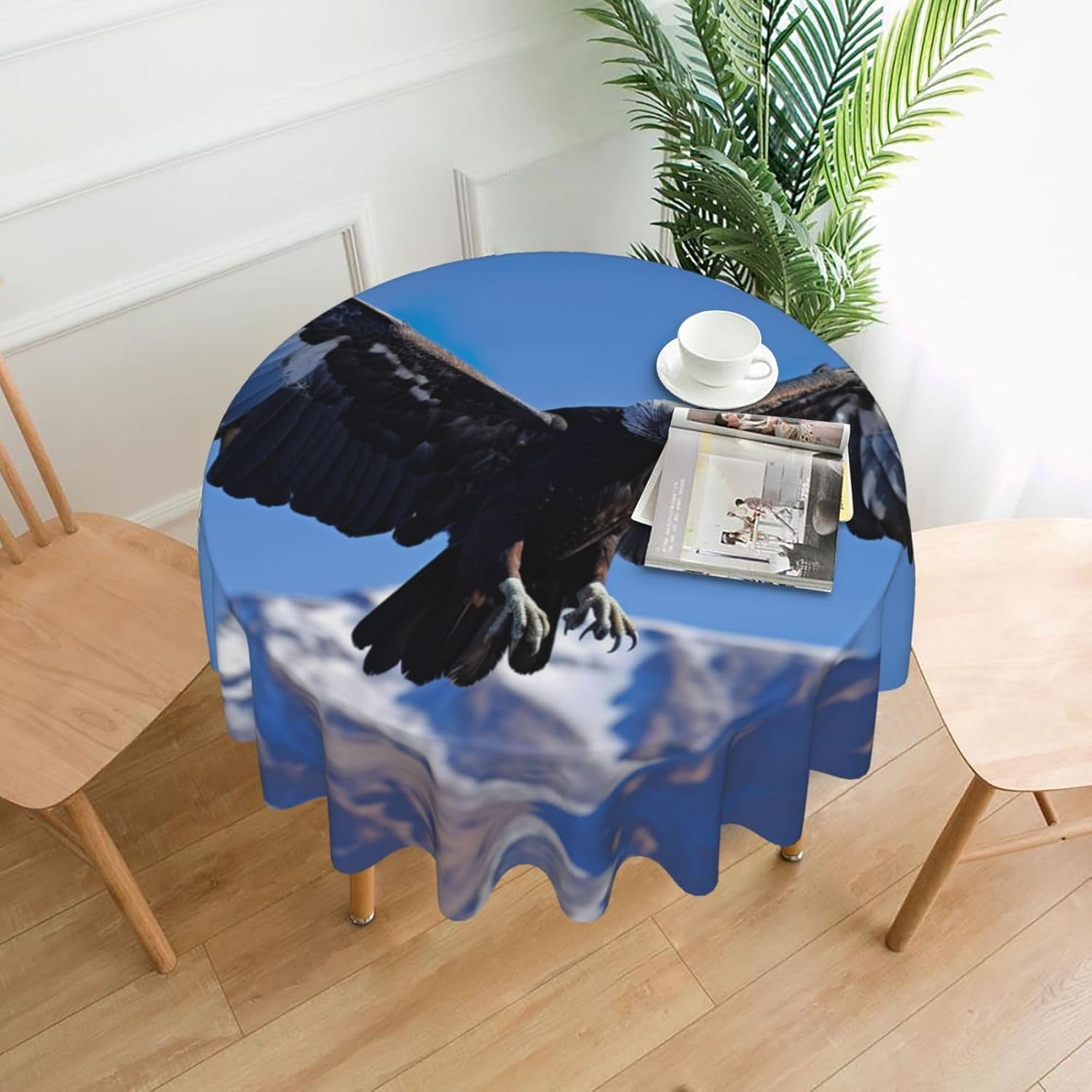 Bald eagle1 Print Wrinkle Free Dining Table Cover for Birthday Party Farmhouse Tablecloths Up to 60 x 60 Inches