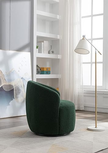 Miniatura 9 de TRIPLE TREE Silla giratoria de barril moderno, silla giratoria de tela de peluche de 360 grados, sillón pequeño de ocio para guardería, sala de Azul