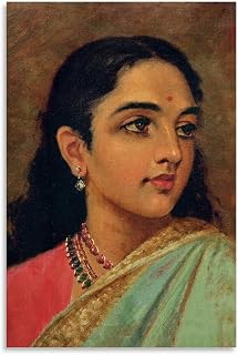 Raja Ravi Varma Print Poster,woman Portrait Poster (2) Canvas for Living Room Bedroom Decor 12x18inch(30x45cm) Unframe-style